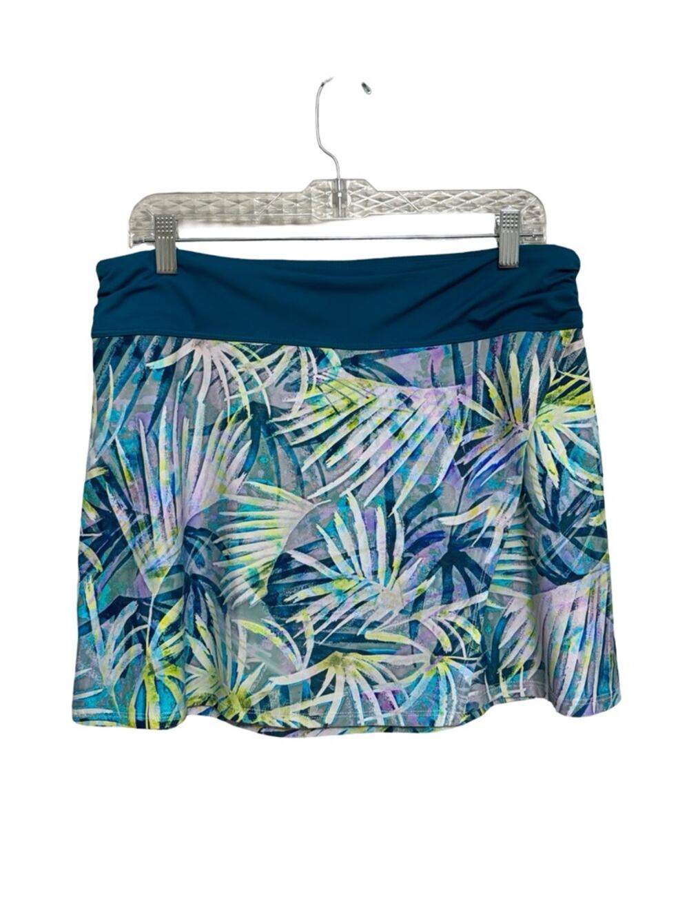 NEW Title Nine Swim Skirt in Blue and Green Palm Print - Size L